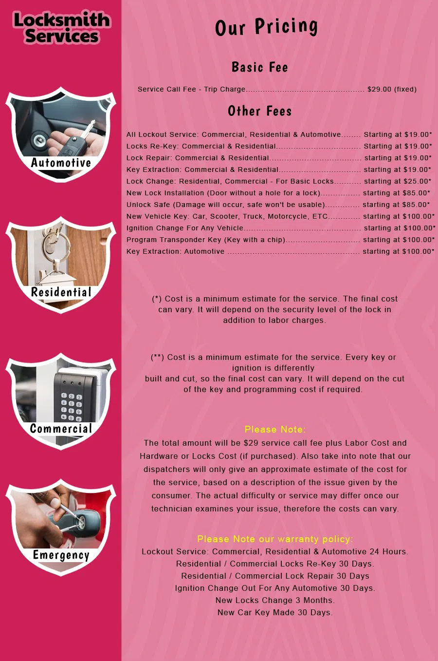 Paulsboro NJ Locksmith Store Paulsboro, NJ 856-208-7934 - price-list-c-18